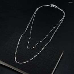 Chains 2pcs 925 Colour Silver Beautiful Flat Beads Chain Necklace Set Jewellery For Men Women Fashion Luxury Wedding Accessories Gifts