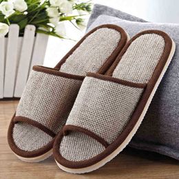 Home Women Men Slippers Natural Flax Sweat Slippers Indoor Antislip Flip Flops Sandals Bedroom Slippers Zapatos De Mujer FN55 J220716