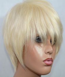 VanceHair 613 Rubia Full Machine Human Hair Wigs Short Human Pixie Cut Capeed Wigs6470822