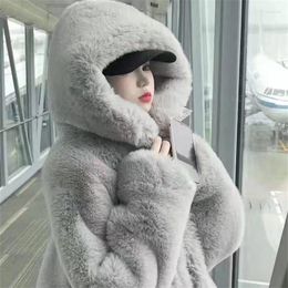 Women's Fur 2022 Snowman Hoodie Coat Women's Young Thick Imitation Faux Winter C606