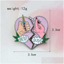 Pins Brooches European Buds Heart Shaped Brooches Cartoon Cigarette Lighter Creative Enamel Pins Alloy Brooch For Girls Denim Shirt Dh1Pu