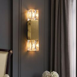 Wall Lamp Nordic Classical Copper Crystal El Bedroom Bedside Corridor Aisle Warm Personality Retro Decorative Bracket Light