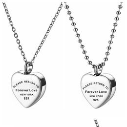 Pendant Necklaces Heart Memory Necklace For Women Please Return To Forever Love Stainless Steel Ashes Urn Jewellery Drop Delivery Neck Dhq9K