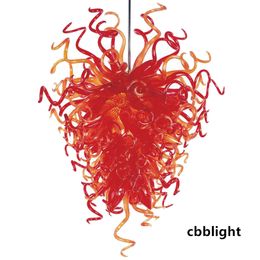 Concise Pendant Lamps Red Colour Mouth Blown Glass Chandelier Light 40x72 Inches LED Lighting Dale Chihuly Style Glass Chandeliers Customization accepted LR1156
