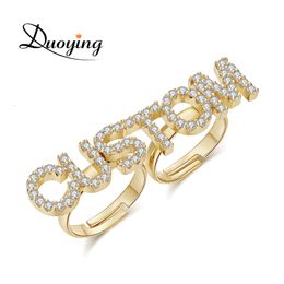 Wedding Rings Duoying Zircon Custom Initial with Love Friends A-Z Alphabet Letter for Gift Women Nail 221119