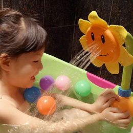 Bath Toys Funny Manual Sunflower Bathing Tub Creative Shower Faucet Baby Children Bathroom Swimming Play Toy 221118