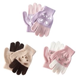 Children s Finger Gloves D7YD Children Warm Winter Cold Cartoon Bear Bunny Pattern 221118