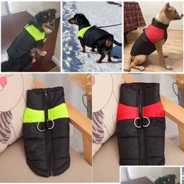 Dog Apparel Autumn Winter Dog Warm Waistcoat Apparel Pet Vests Coats With Leashes Rings Dogs Clothes Drop Delivery Home Garden Suppli Dh7Fg