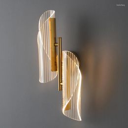 Wall Lamp Modern Gold Led Acrylic Light Guide Bedside Living Room Background Corridor Stair Hallway Bathroom Lighting