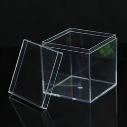 20pcs Food Grade Clear Plastic Square Box Candy Box Flip Transparent Gift Packing Case Wedding Favor Souvenirs