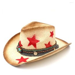 Berets Fashion Women Western Cowboy Hat With Tassel Ribbon Star Lady Sombrero Hombre Cowgirl Jazz Caps Size 58CM