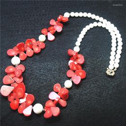 Choker 1PC Long Women Necklace Nature Coral With White Shell Material 70CM Length Top Items Jewellery Faster S