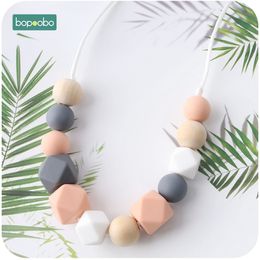 Baby Teethers Toys Bopoobo 1pc Teething Silicone Necklace Food Grade Beads Hexagon Perle BPA Free Teether 221119