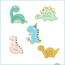 Pins Brooches Cute Cartoon Dinosaur Brooch Shirt Backpack Pins Enamel Badges Broches For Men Women Badge Brooches Jewelry Accessori Dh1Uo