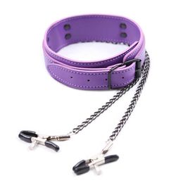 Beauty Items collar with Breast/Nipple Clamps chain Clip Bondage Boutique Adjustable Nipple Flirting sexy Products Toys For Couples