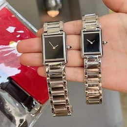 New Lady Geometric Must Quartz Watch Minimalist Francaise Tank Watches Stainless Steel Rectangle Wristwatch Roman Numerals Clock WaterProof 30mm 33mm