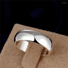 Cluster Rings Unisex 925 Silver Smooth Ring Classic Fashion Jewellery For Male Female Gift Wholesale Price