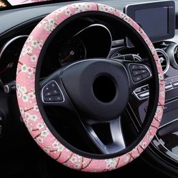 Steering Wheel Covers Car Cover Without Inner Ring Elastic 38cm Universal Cherry Blossom Pattern Anti-skid Wear-resistant Supplies