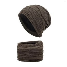 Ball Caps Hat Neutral Women Men Autumn And Winter Solid Colour Wool Thickened Warm Ear Protection Cold Knitted Scarf Two Piece Set