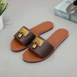 Fashion Slippers Women Men Sandal Luxury Designer Lady Gentlemen Colourful Canvas Letter Anatomic Leather slide style Model 01