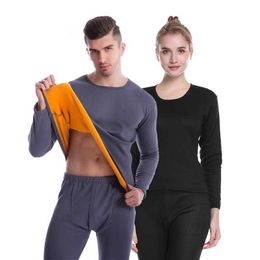 Men's Sleepwear Couple Winter Thermal Underwear Fleece Bottoming Shirt Long Johns Sets for Male Female Winter Clothes Keep Warm Thick Clothing T221017