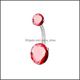 Navel Bell Button Rings Cubie Zircon Diamond Navel Ring Belly Button Surgical Stainless Steel Piercing Body Jewellery For Women Fash Dhpib