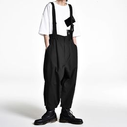 Men's Pants S6XL Men's wideleg pants culottes and suspenders are loose 221119