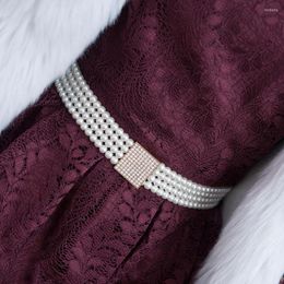 Belts Elastic Waist Seal Matching Dress Versatile Korean Style Women's Double Row Four Pearl Belt