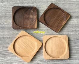 Table Mats 100pcs/lot F011 Square Beech Wood Coffe Cup Pads Wooden Black Walnut Drink Coasters Solid Tea Mug Mat