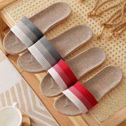 Women Men Couple Indoor Home Wooden Floor Linen Washbasin Bottom Thickening And Autumn Cotton Summer Sandals And Slippers J220716