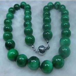 very good Stunning unique NATURE GREEN 10MM BEADS JADEITE NECKLACE 18INCH Natural silver wholesale