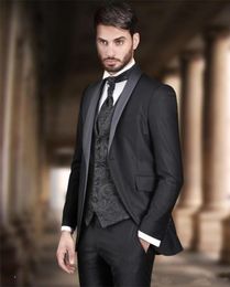 Neues stilvolles Design ein Knopf Schwarzer Bräutigam Smokedos Schal -Revers -Groomsmen Man Suits Herren Hochzeitsanzüge JackeSpanttie 8410918