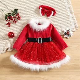 Girl s Dresses Ma Baby 6M 5Y Christmas Girl Red Dress Toddler Kid Bow Sequins Tulle Tutu Party Xmas Year Costumes D01 221118