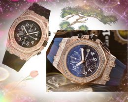 Full Functional Set Auger Dwellers Watches Luxury Fashion Crystal Diamonds Ring Quartz Large Dial Rubber Belt quartz watch wholesale price