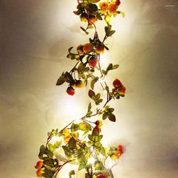 Strings Handmade LEDs String Lights Rose Flowers Leaf Garland Copper 2M 20 Beads Lamp Wedding Party Garden Fairy Holiday Decoration