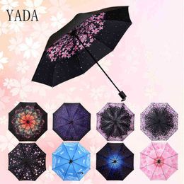 Yada Design Cherry Blossoms Flower Umbrella Foldable Rainy Children For Women Girls Boys Beautiful YD200067 J220722