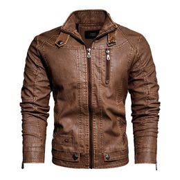 Men's Down Parkas Windbreaker Motorcycle Leather Casual Outwear Coat Jackets Leather Rider PU Jacket Men Male European Size Drop 221119