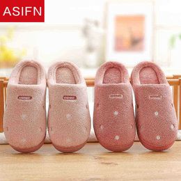 Asifn Fashion Dots Winter Home Slippers Women Cotton Indoor Plush House Comfortable NonSlip Soft Sole Warm Pair of mules Shoes J220716