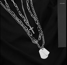 Choker Bungee Hip Hop Multi-layer Necklace Female Clavicle Chain Tide Brand Cross Pendant Male Accessories Jewelry Gothic Halloween