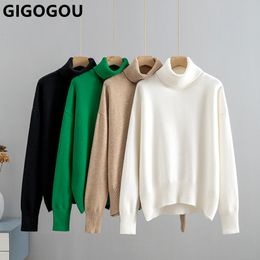 Womens Sweaters GIGOGOU CHIC Women Turtleneck Sweater Autumn Winter Thick Warm Pullovers Top Oversized Casual Loose Knitted Jumper Female Pull 221118