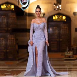 Prom Off Illusion Vestres de Partido Elegante Lace Side Dividir Limpo Made