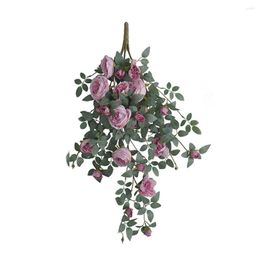 Decorative Flowers Artificial Hanging Wreath Landscaping Vines Wedding Party Decorations Pink Champagne White Purple Garland