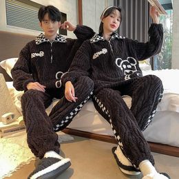 Men's Sleepwear QUHENG 2022 Couple Velvet Thickened Flannel Winter Warm Pajama Men Sets Autumn Flannel Male Women Pajamas Soft Home Lounge T221103