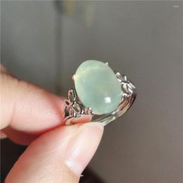 Cluster Rings Genuine Natural Green Prehnite Gemstone Crystal Fashion 925 Sterling Silver Wedding Party Ring Adjustable Size