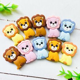 Baby Teethers Toys 10pc Silicone Teether Beads Lion Toy DIY Pacifier Chain Necklaces Pendant Bite Chew Rodent For Teething Kids 221119