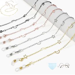 Eyeglasses chains Fashion Rose Gold Glasses Chain Sunglasses Necklace Mask Lanyard Simple Hollow Star Moon Jewellery for Women 221119