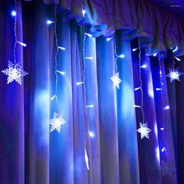 Strings Snowflake Curtain String Lights 96 LED Christmas Fairy Waterproof Garland For Household Unique Supply