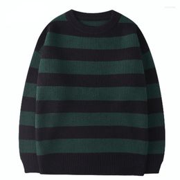 Men's Sweaters Korean Knitted Sweater Men Women Harajuku Casual Cotton Pullover Tate Langdon Same Style Green Striped Tops 2022 Autumn