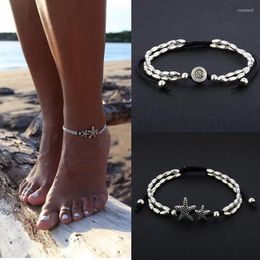 Anklets Bohemian Multi Layer Rune Starfish Women's Anklet Foot Bracelet Barefoot Sandals Chain Strap Beach Accessories Jewelry For Women