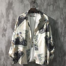Men's Casual Shirts Fashion Men's Longsleeved Men's Trend Printing Loose Soft Thin Spring Summer Flower Shirts Boys Personality Casual Shirts 221119